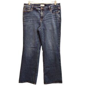 Lane Bryant Womens Size 18 Flex Magic Waist Straight Denim Jeans whiskered